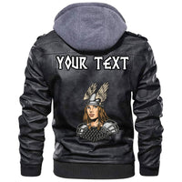 (Custom) Wonder Print Shop - Woman In Metal Armor And Helmet Leather Jacket RLT12 - Wonder Print Shop