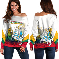 Lithuania Off Shoulder Sweater Polygonal Template Style LT6 - Wonder Print Shop