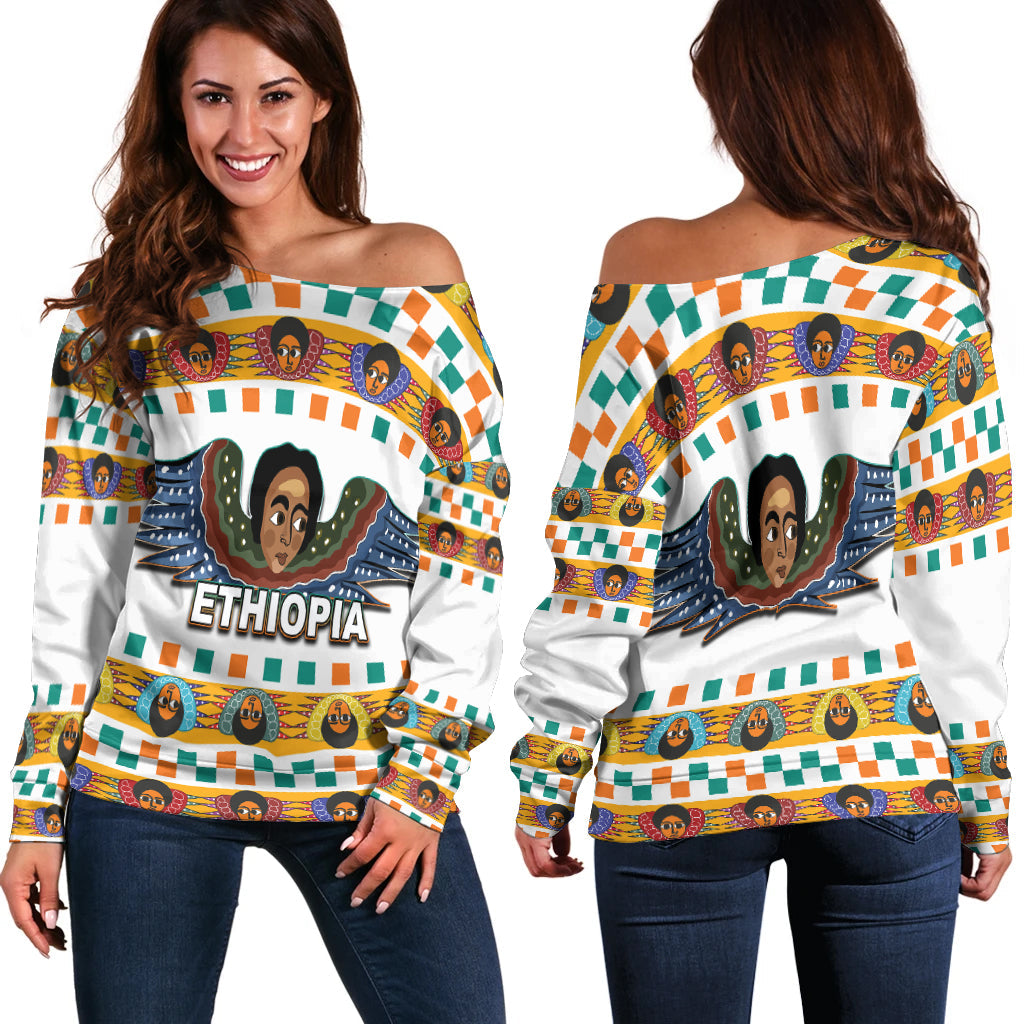 Ethiopia Women's Off Shoulder Ethiopian Church Angels White LT6 - Wonder Print Shop