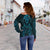 Viking Off Shoulder Sweater Raven Valknut Cyan RLT12 - Wonder Print Shop