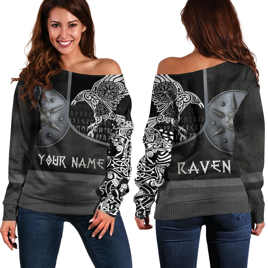 (Custom) Viking Off Shoulder Sweater Armor - Raven Tattoo RLT12 - Wonder Print Shop