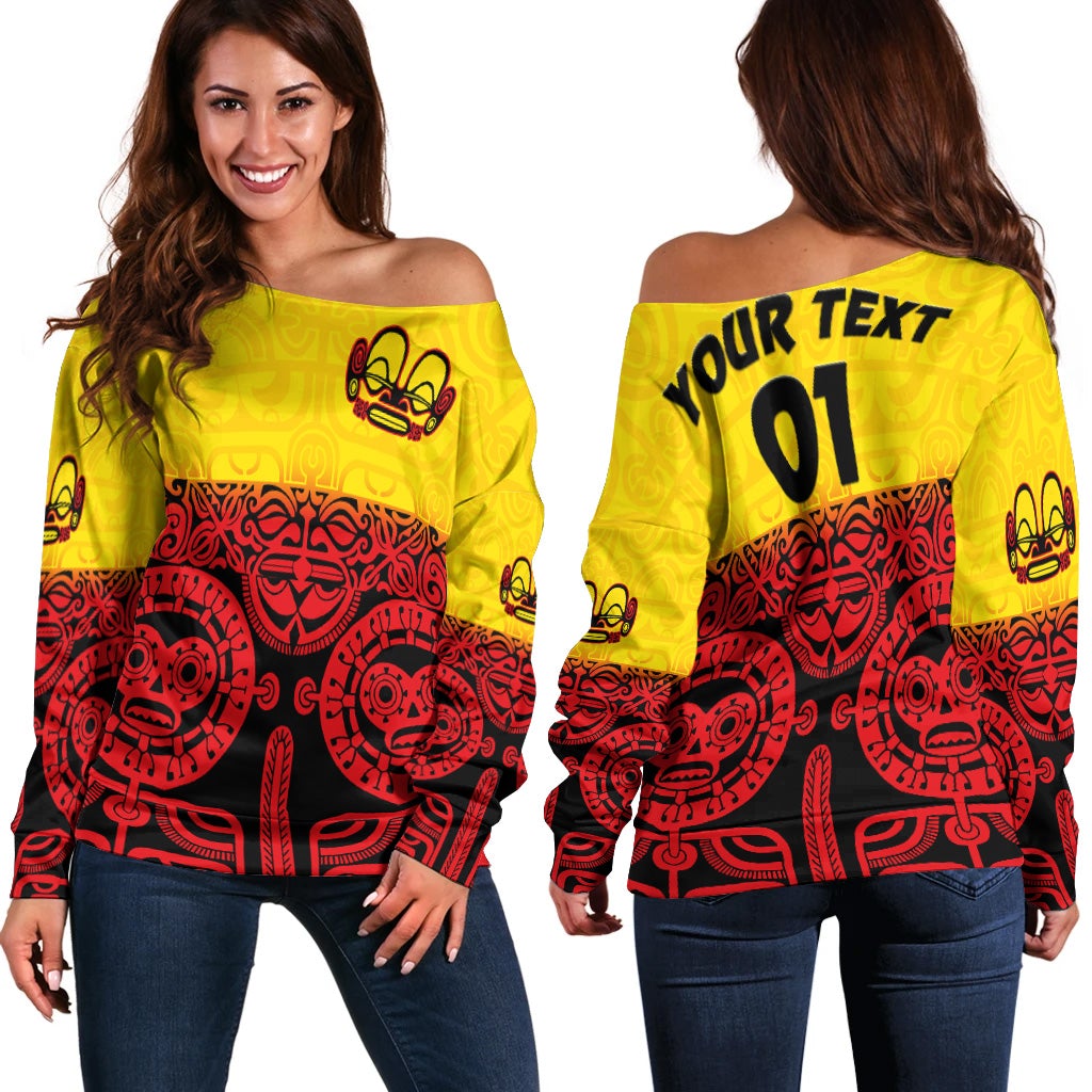 (Custom Personalised) Marquesas Islands Women Off Shoulder Marquesan Tattoo Special Style Gradient Red LT8 - Wonder Print Shop