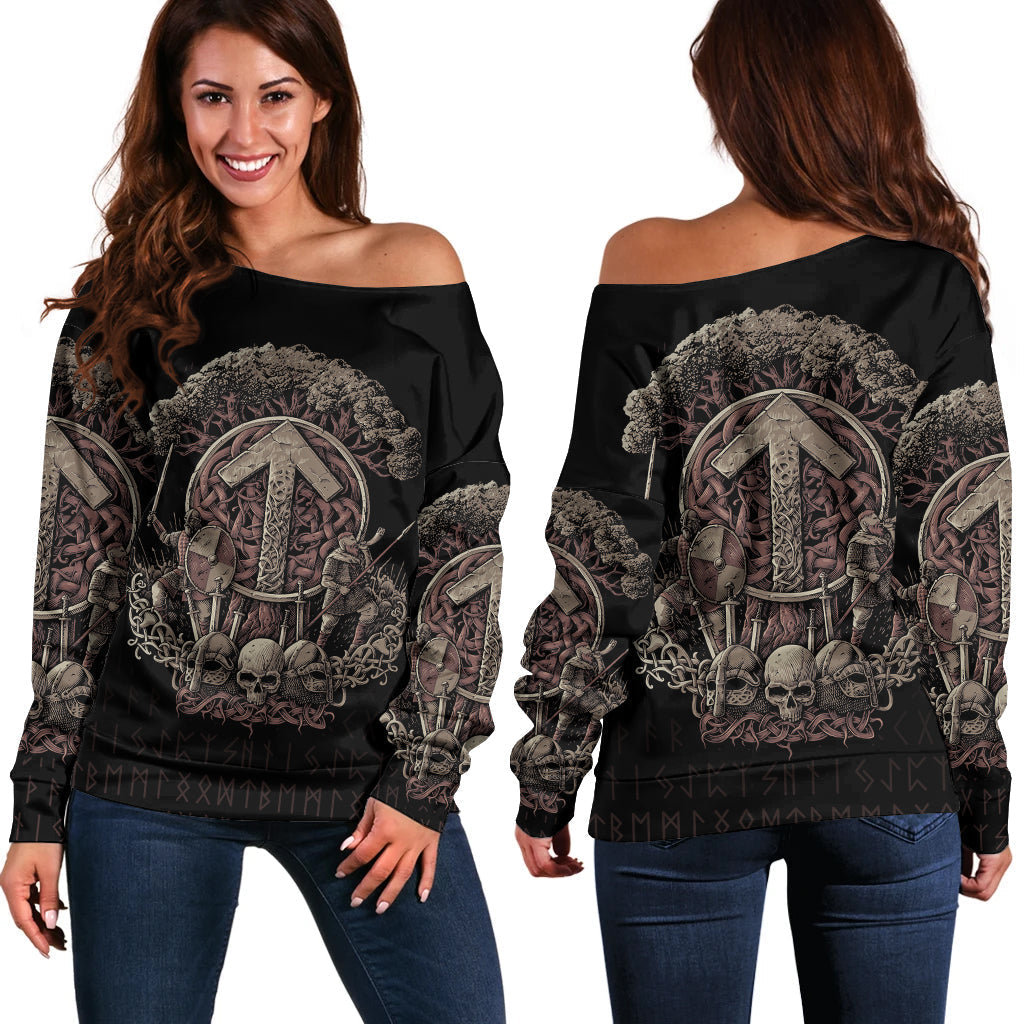 Viking Off Shoulder Sweater - Teiwaz Rune RLT12 - Wonder Print Shop