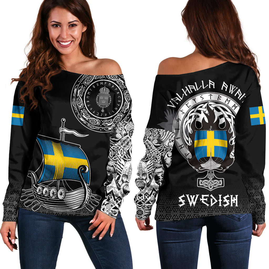 Viking Off Shoulder Sweater - Swedish Drakkar RLT12 - Wonder Print Shop