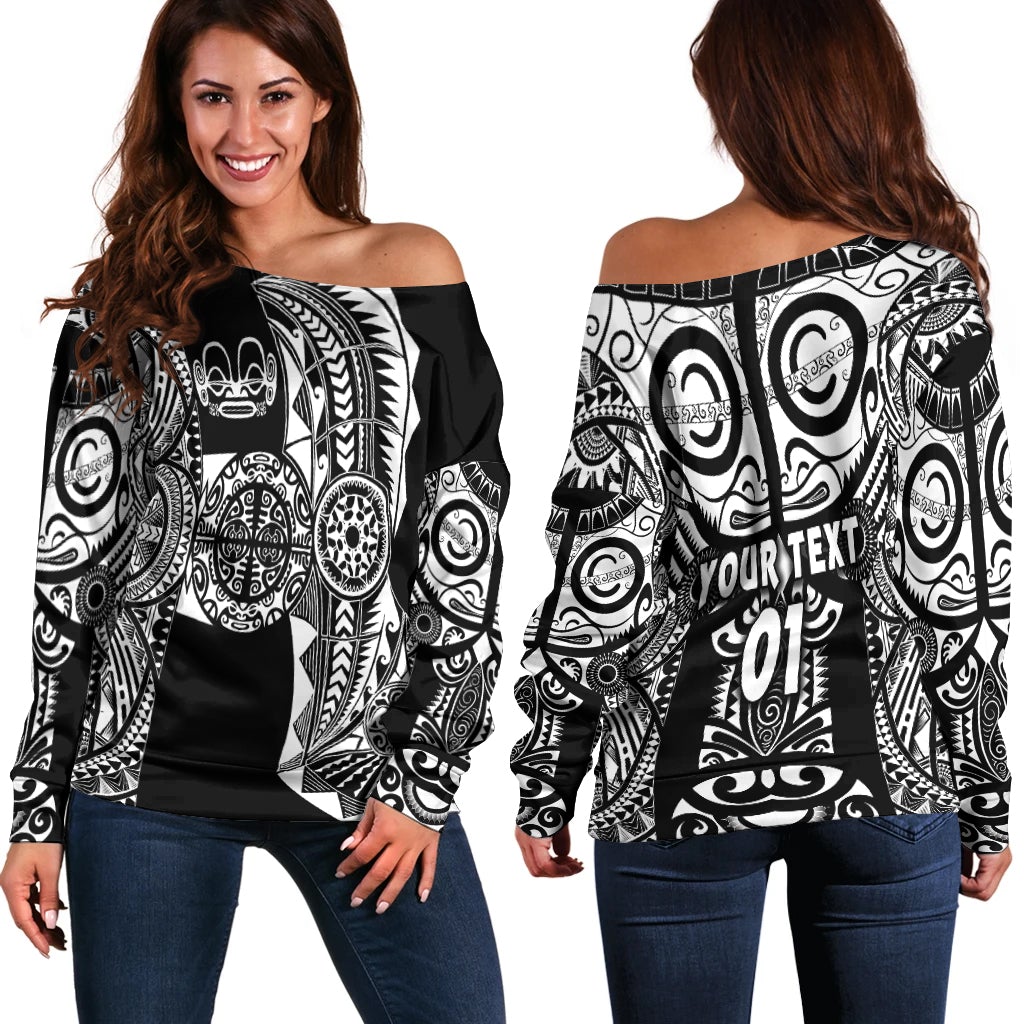 (Custom Personalised) Marquesas Islands Women Off Shoulder Marquesan Tattoo Original Style Black LT8 - Wonder Print Shop