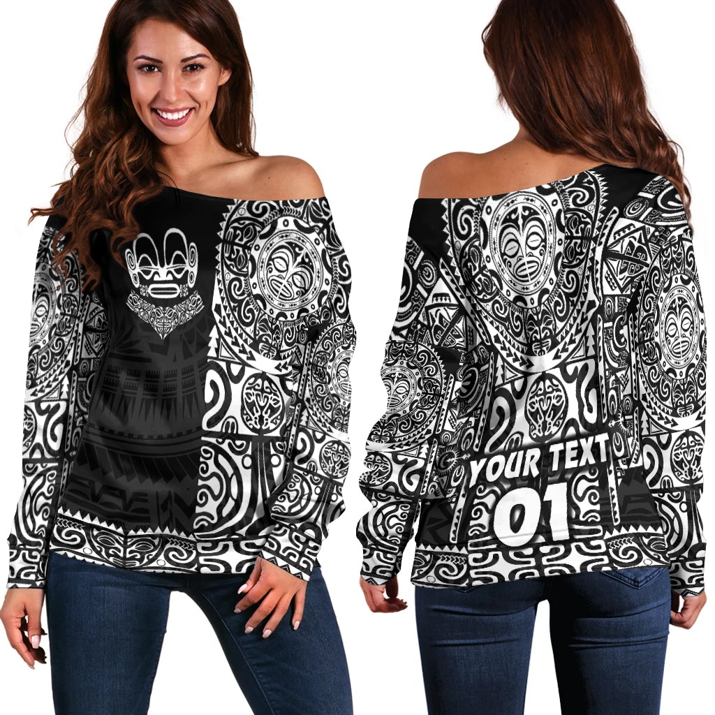 (Custom Personalised) Marquesas Islands Women Off Shoulder Marquesan Tattoo Unique Style Black LT8 - Wonder Print Shop