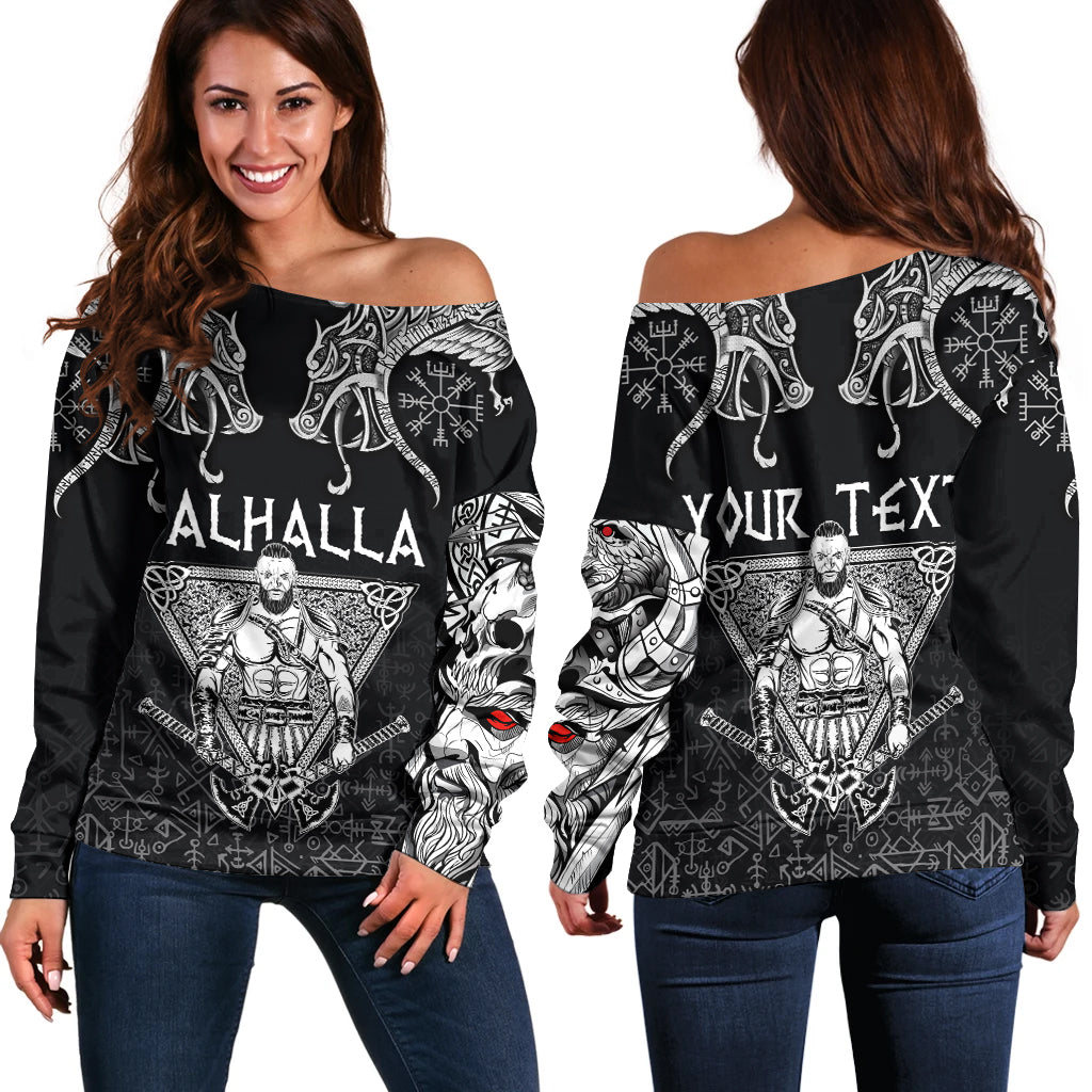 (Custom) Viking Women's Off Shoulder Sweater Warrior Valhalla And Double Dragon RLT12 - Wonder Print Shop