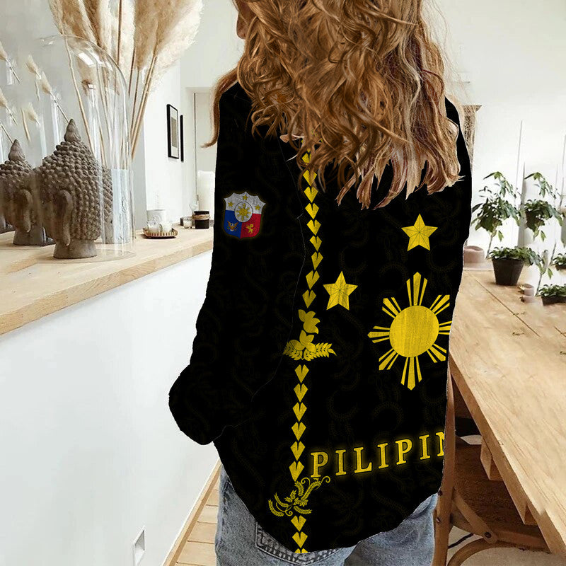 Philippines Women Casual Shirt Pechera With Side Barong Patterns - Wonder Print Shop