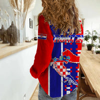 Croatia Football Flag Minimalist Style Women Casual Shirt - Wonder Print Shop