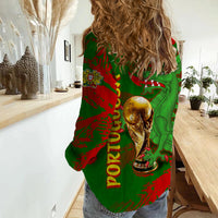 Portugal Football Women Casual Shirt Dragon of Royal Arms During The Reign of Queen Maria II - Wonder Print Shop