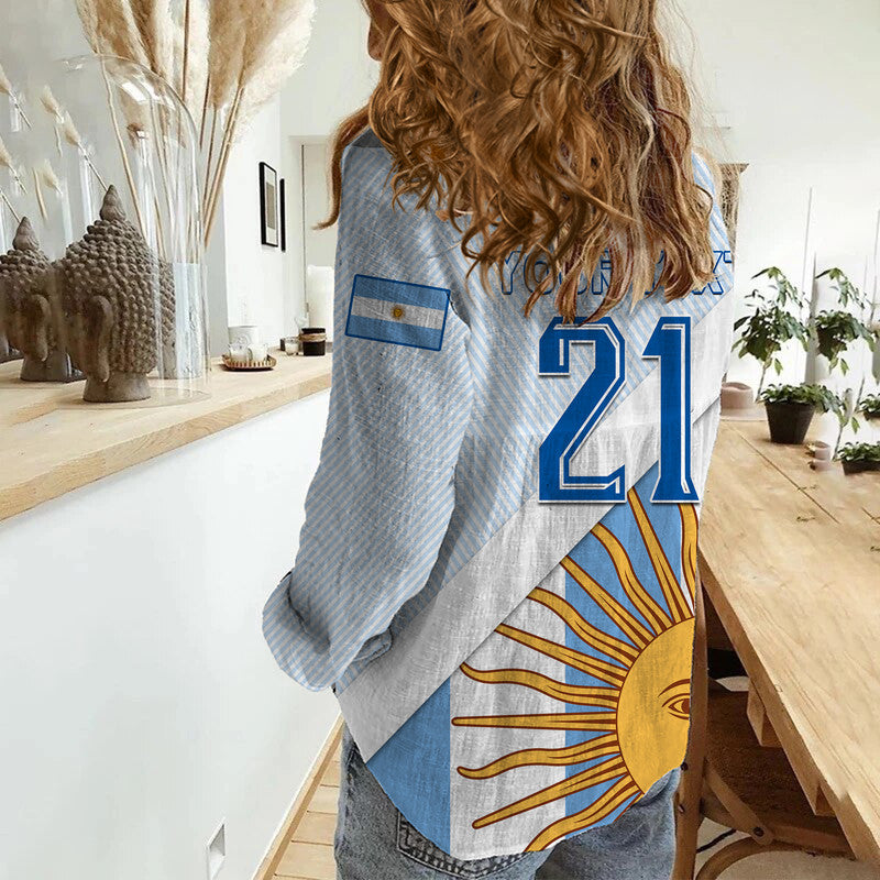 (Custom Personalised) Argentina Sol de Mayo Football Women Casual Shirt - Wonder Print Shop