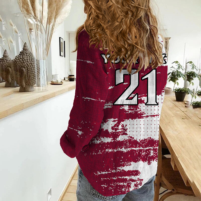 (Custom Personalised) Qatar Football WC 2022 Women Casual Shirt The Maroon Flag Style - Wonder Print Shop