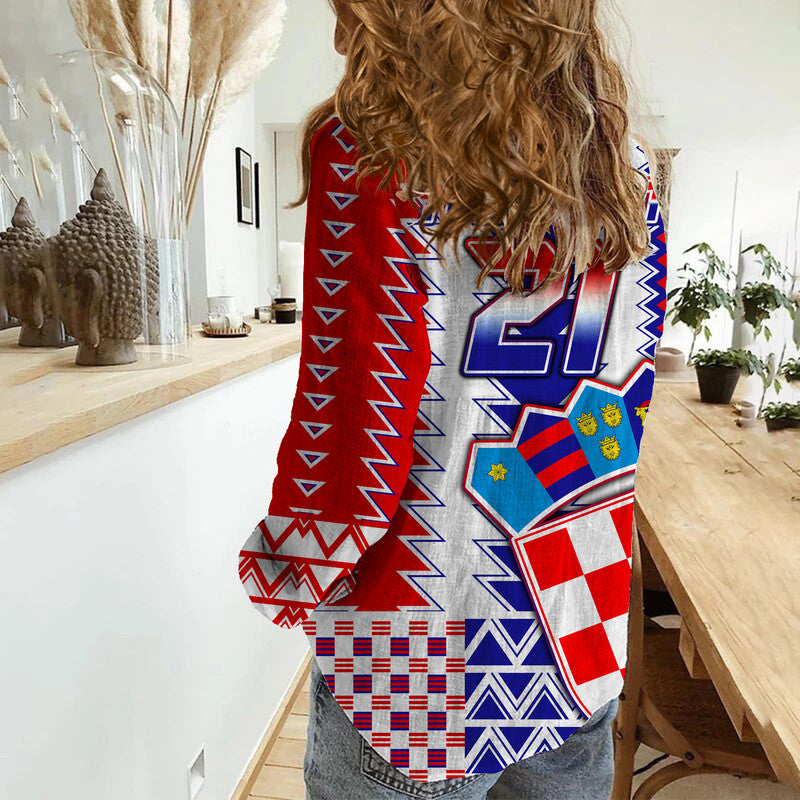 (Custom Personalised) Croatia Football Sport Style Women Casual Shirt - Wonder Print Shop