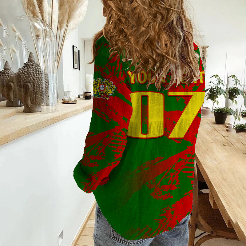 (Custom Personalised) Portugal Football Women Casual Shirt Dragon of Royal Arms During The Reign of Queen Maria II - Wonder Print Shop