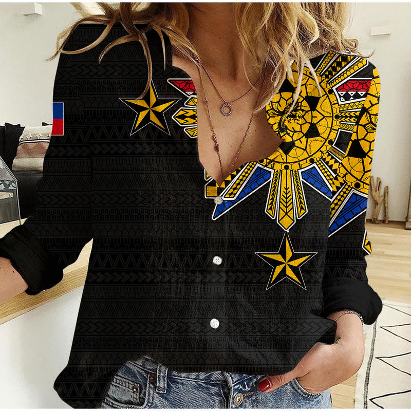 Filipino Casual Shirt Tribal Black Style LT6 - Wonder Print Shop