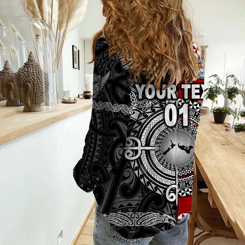 (Custom Personalised) Mate Ma'a Tonga Ngatu And New Zealand Maori All Black Aboriginal Woman Casual Shirt Rugby Together LT8 - Wonder Print Shop