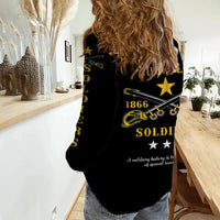 (Custom Personalised) Buffalo Soldiers Woman Casual Shirt African American Military Simple Style - Black LT8 - Wonder Print Shop