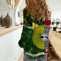 Mate Ma'a Tonga Ngatu And Australia Kangaroos Aboriginal Woman Casual Shirt Rugby Together LT8 - Wonder Print Shop