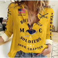 (Custom Personalised) Buffalo Soldiers Motorcycle Club BSMC Woman Casual Shirt Simple Style - Gold LT8 - Wonder Print Shop