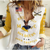 (Custom Personalised) Buffalo Soldiers Motorcycle Club BSMC Woman Casual Shirt Simple Style - White Gold LT8 - Wonder Print Shop