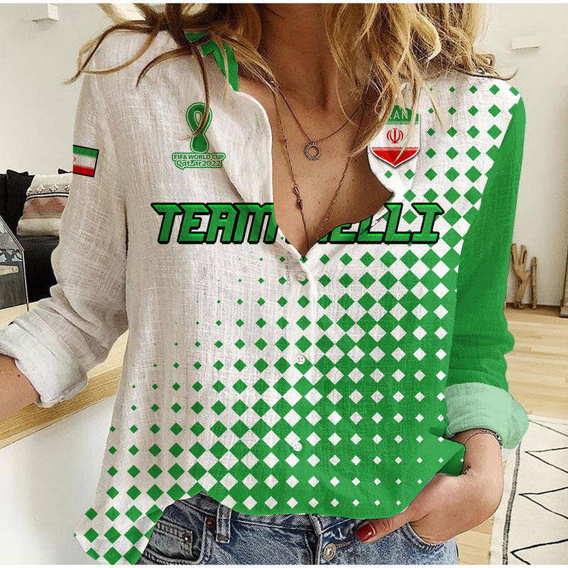 (Custom Personalised) Iran Football World Cup 2022 Team Melli Sport Style Women Casual Shirt - Wonder Print Shop