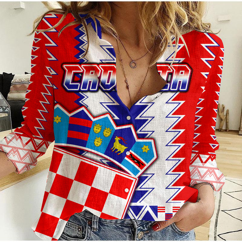 custom-personalised-croatia-football-sport-style-women-casual-shirt