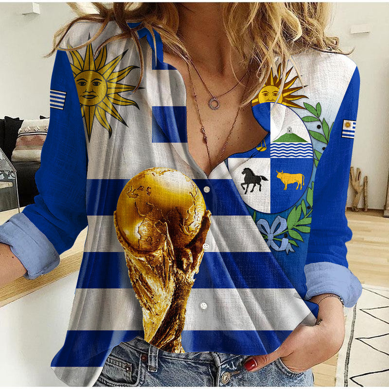 Uruguay Football La Celeste World Cup Women Casual Shirt - Wonder Print Shop