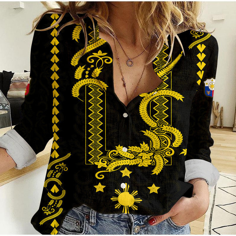 Philippines Women Casual Shirt Pechera With Side Barong Patterns - Wonder Print Shop