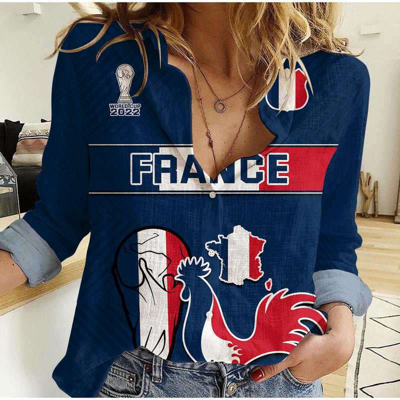 France Rooster Les Bleus Football Women Casual Shirt - Wonder Print Shop