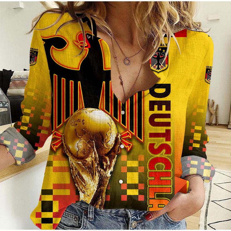 (Custom Personalised) Germany Deutschland Champion Qatar 2022 Women Casual Shirt - Wonder Print Shop