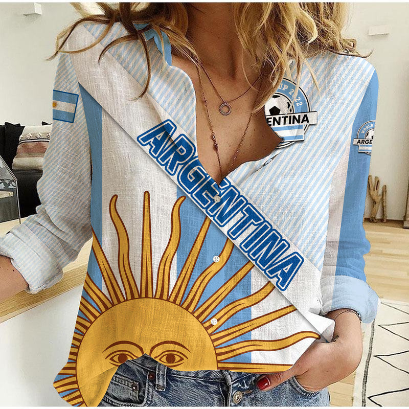 (Custom Personalised) Argentina Sol de Mayo Football Women Casual Shirt - Wonder Print Shop