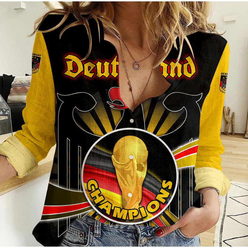 (Custom Personalised) Germany Football Black Eagle Jersey Deutschland Champion Women Casual Shirt - Wonder Print Shop
