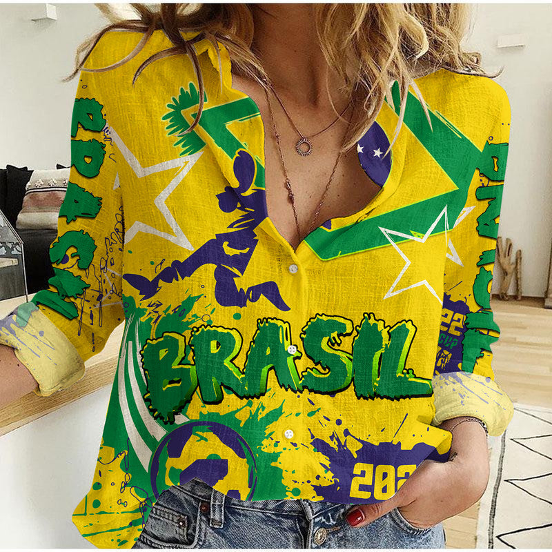 brasil-football-2022-world-cup-qatar-women-casual-shirt