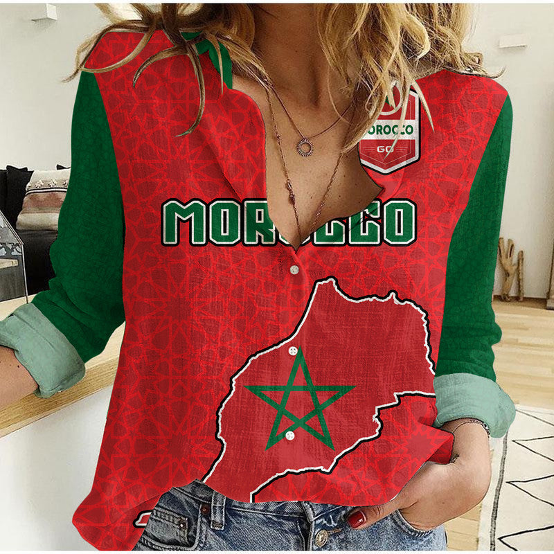 morocco-football-flag-map-western-sahara-excluded-women-casual-shirt
