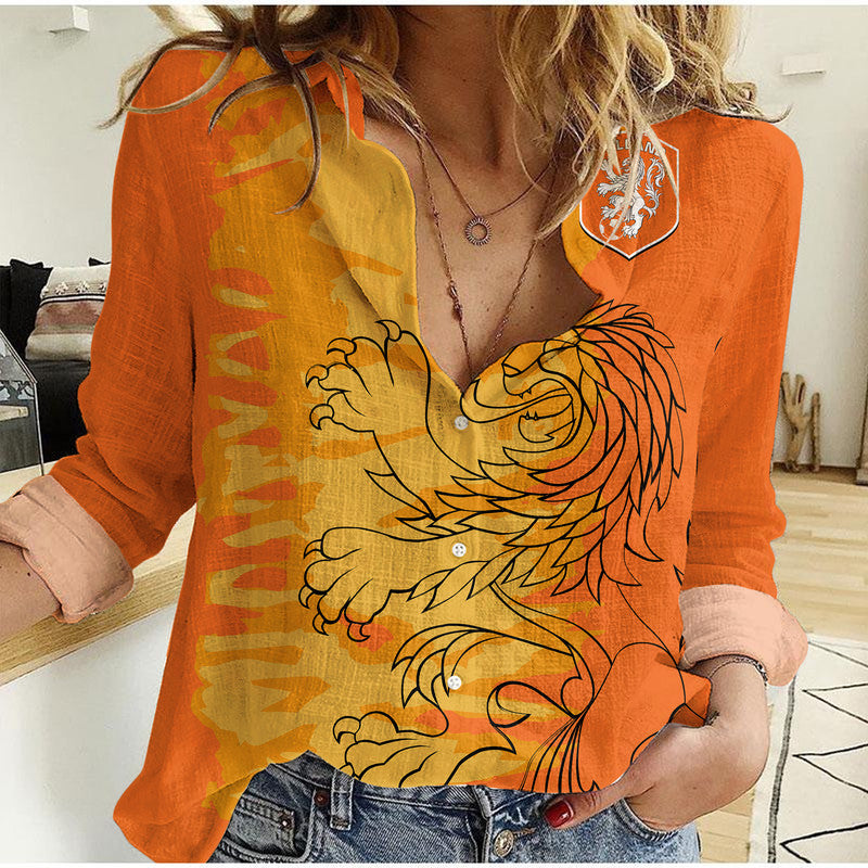 Netherlands Football Oranje Sport Design Women Casual Shirt - Wonder Print Shop
