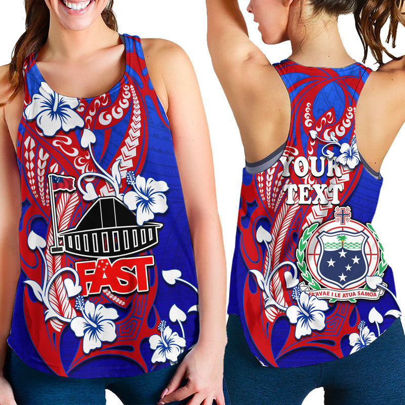 (Custom Personalised) Special Samoa FAST Party Women Racerback Tank Tribal Samoan Hibiscus Design - Wonder Print Shop
