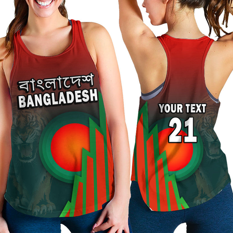 (Custom Personalised) Bangladesh Bangla Tigers Cricket Women Racerback Tank Tigers and Bangladesh Flag - Wonder Print Shop