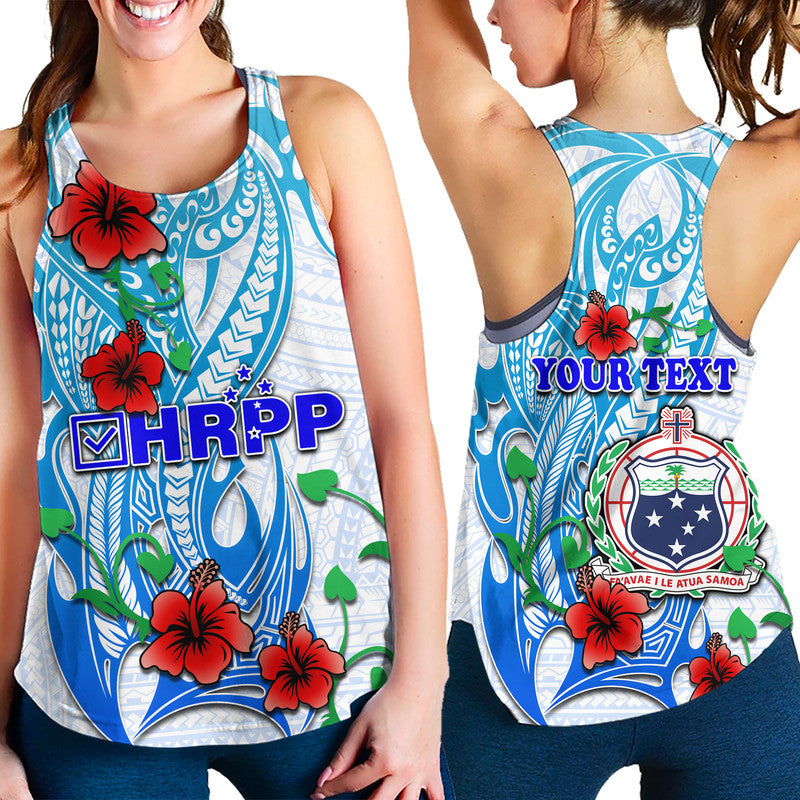 (Custom Personalised) Special Samoa HRPP Party Women Racerback Tank Tribal Samoan Hibiscus Design - Wonder Print Shop