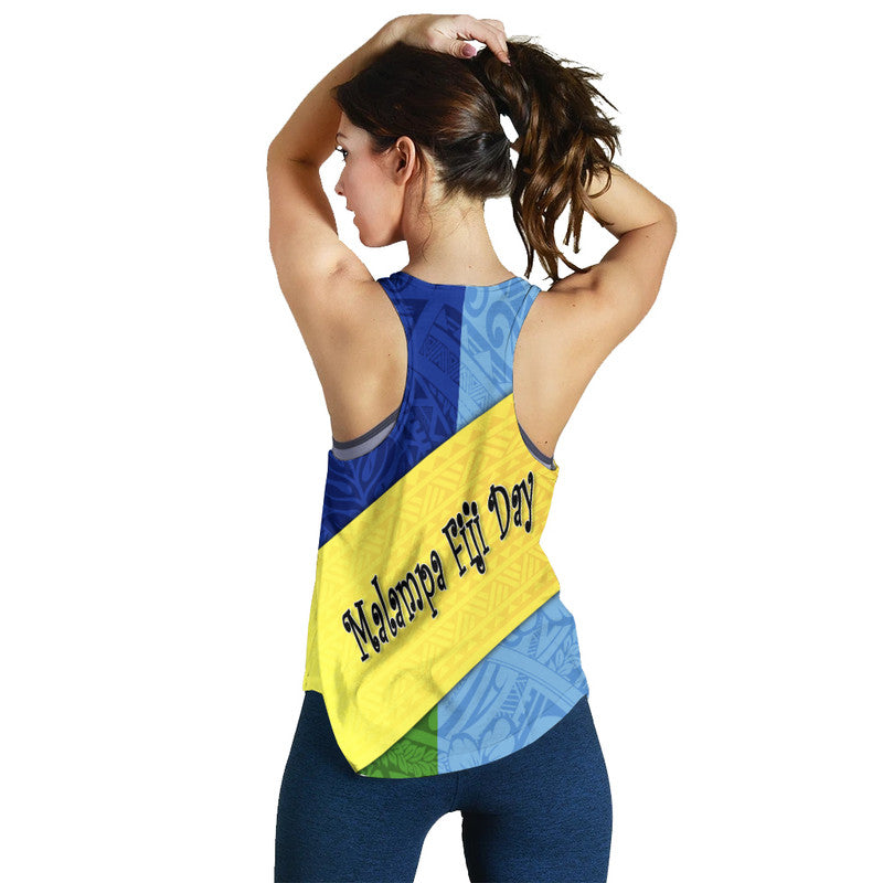 Malampa Fiji Day Women Racerback Tank Polynesian Line Arty Style - Wonder Print Shop