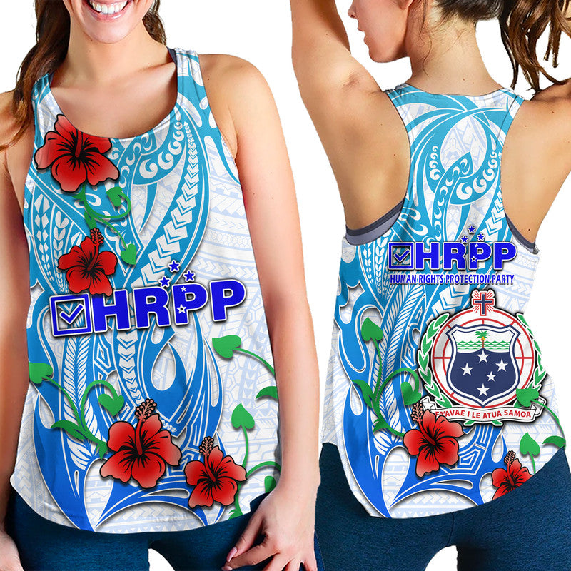 Special Samoa HRPP Party Women Racerback Tank Tribal Samoan Hibiscus Design - Wonder Print Shop