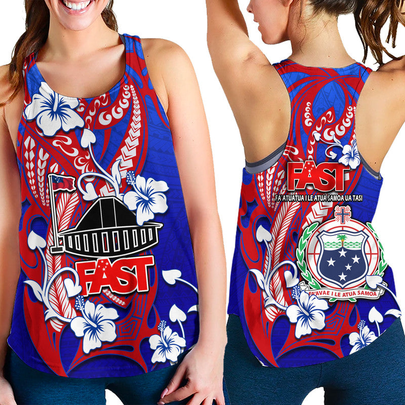 Special Samoa FAST Party Women Racerback Tank Tribal Samoan Hibiscus Design - Wonder Print Shop