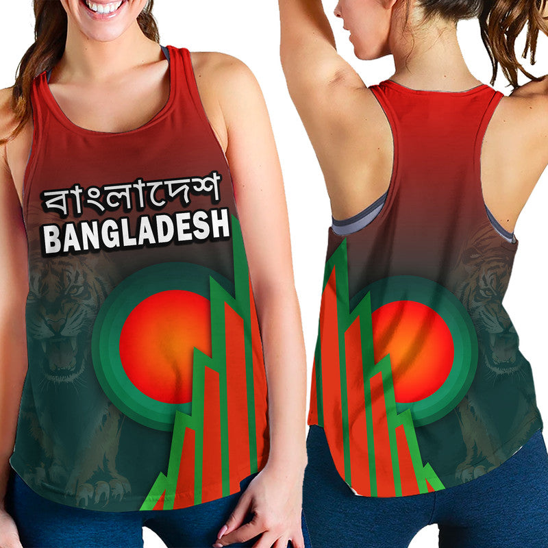 Bangladesh Bangla Tigers Cricket Women Racerback Tank Tigers and Bangladesh Flag - Wonder Print Shop