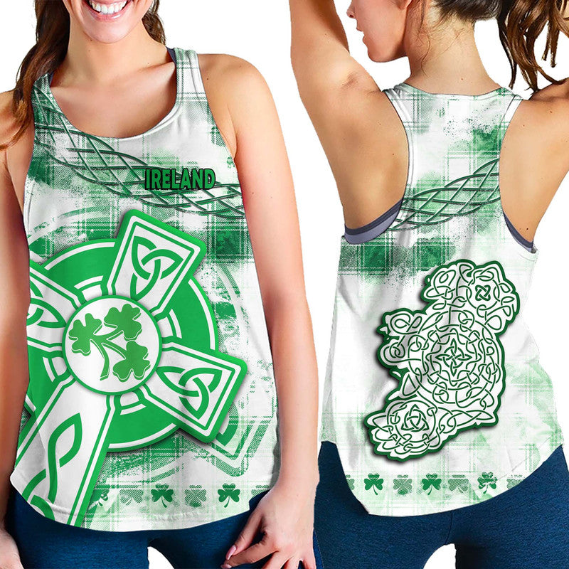 Ireland Cross Cricket Team Women Racerback Tank Celtic Irish Green Pattern Unique - Wonder Print Shop