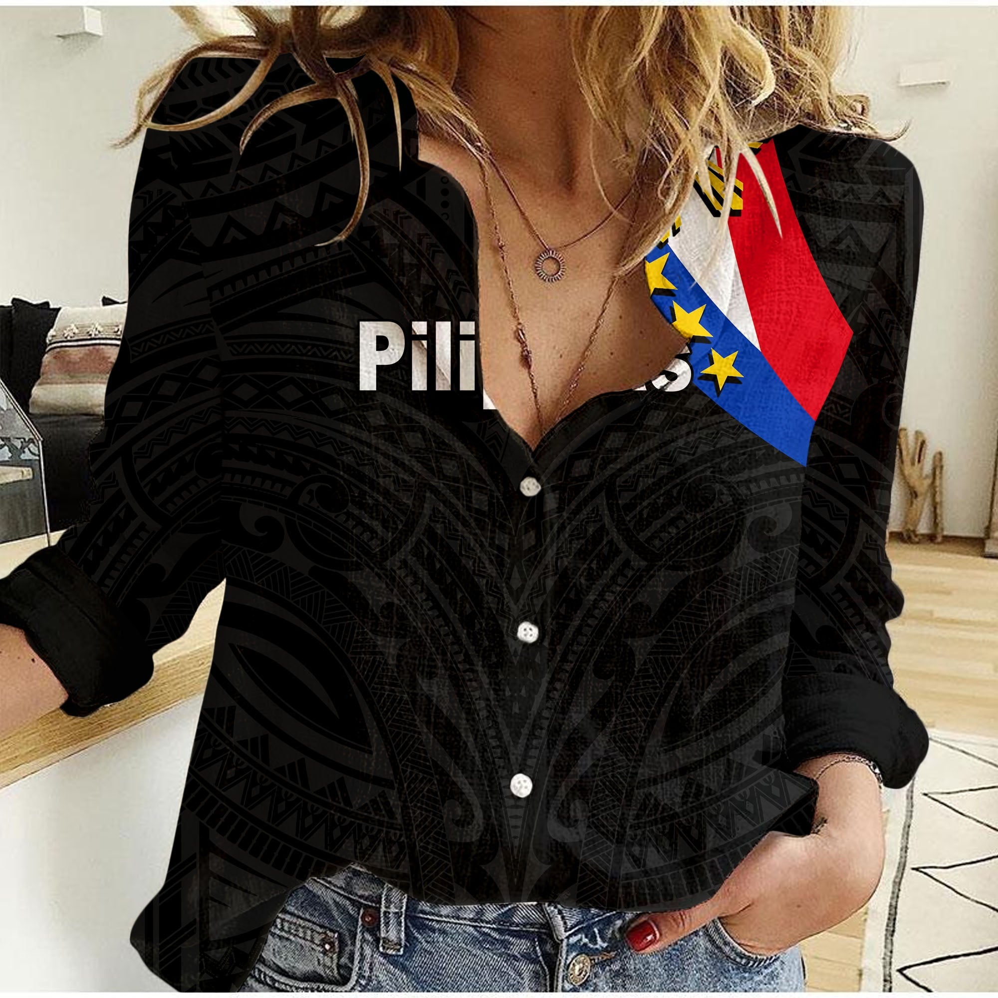 Pilipinas Casual Shirt Simple Style- Black LT6 - Wonder Print Shop