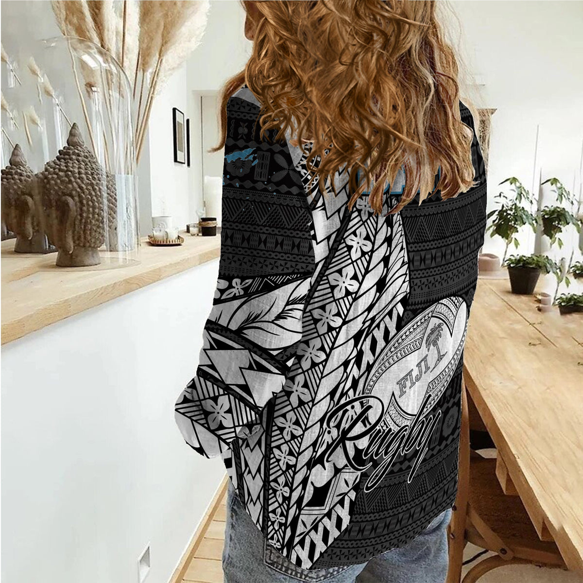 Fiji Rugby Bati Tapa Pattern Women Casual Shirt LT2 - Wonder Print Shop