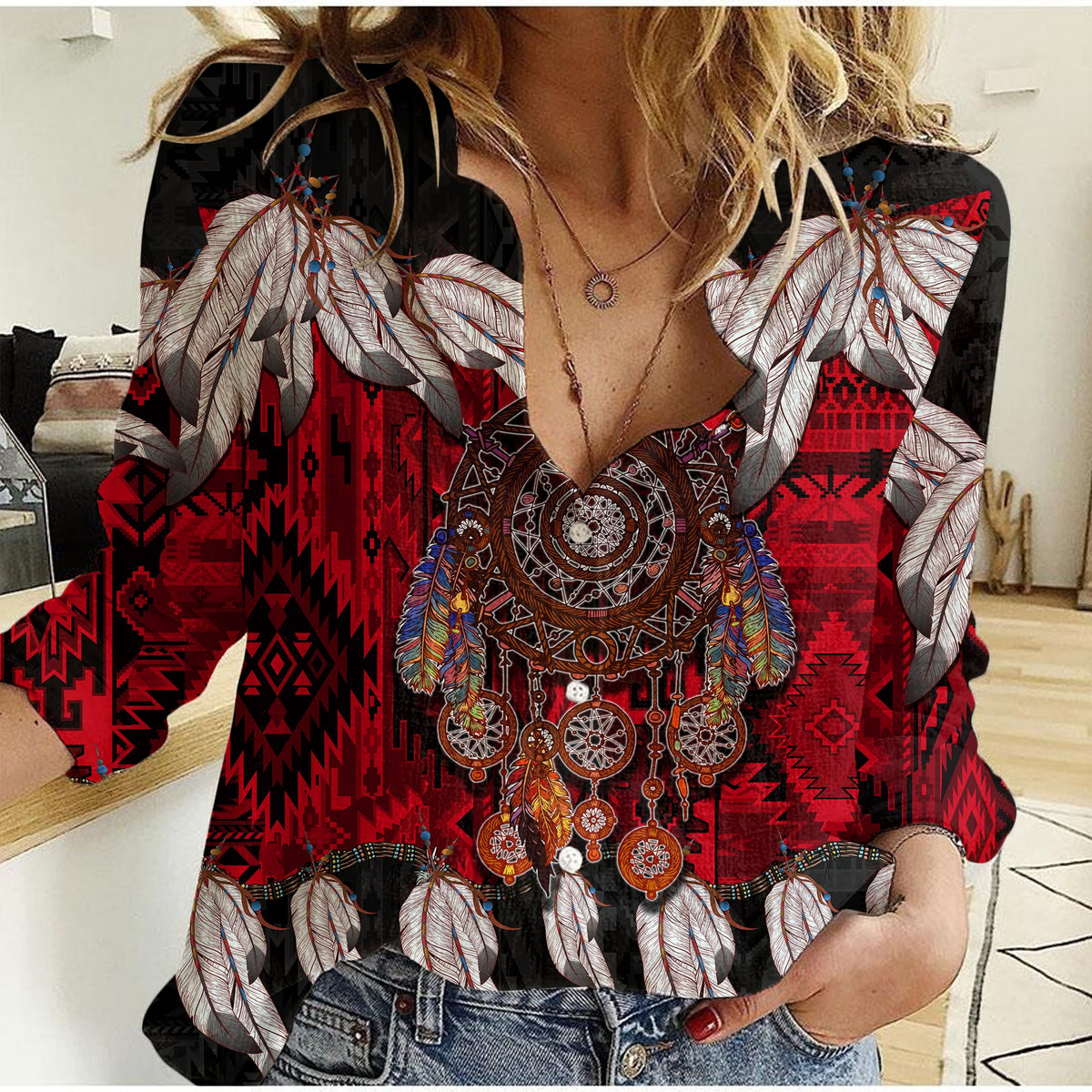 Native American Casual Shirt Native Dreamcatcher LT6 - Wonder Print Shop