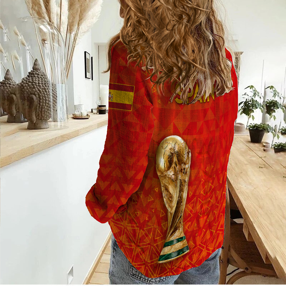 (Custom Personalised) Spain Football World Cup 2022 Women Casual Shirt - LT2 - Wonder Print Shop
