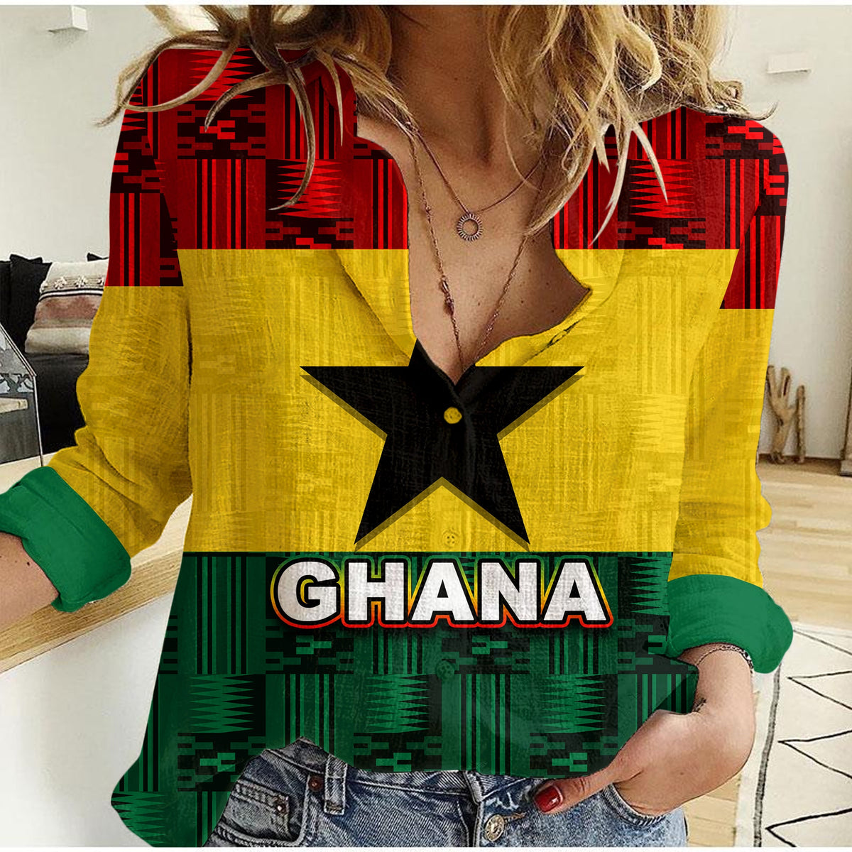 Ghana Flag Mix Patterns Casual Shirt LT6 - Wonder Print Shop