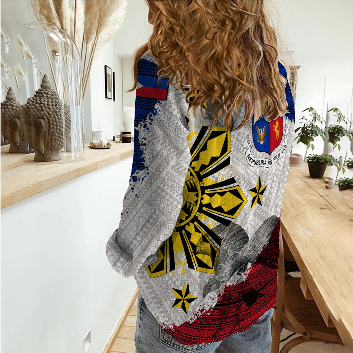 Philippines Filipino Tribal Eagle Women Casual Shirt LT2 - Wonder Print Shop