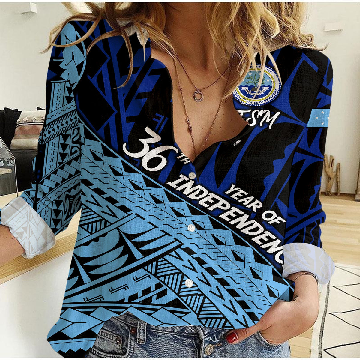 FSM 36th Year Of Independence Women Casual Shirt LT2 - Wonder Print Shop